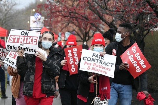 In December, Albany Medical Center nurses staged a one-day walkout over their concerns about working conditions. (NYSNA)