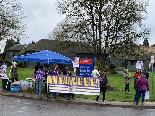 SEIU Local 49 members have been negotiating a contract with Providence Milwaukie hospital for more than two years. (SEIU Local 49)