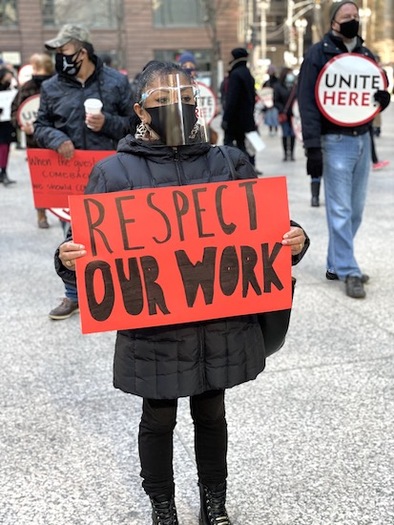 In 2020, the Chicago area saw an employment drop of more than 30%. Thousands of the city's hospitality workers were laid off. (Unite Here Local 1)