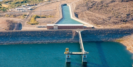 The Central Arizona Project pumps most of its water in the fall and winter months to the Lake Pleasant reservoir, northwest of Phoenix, where it is stored and distributed in the spring and summer across the state. (CAP)
