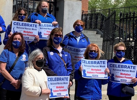 In a new survey, more than three-quarters of Massachusetts nurses said they support a strike by nurses at St. Vincent Hospital in Worcester over what they saw as unsafe staffing practices. (Massachusetts Nurses Association)