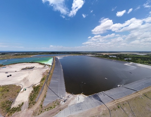 This image depicts Piney Point's water management features. This year, a liner in the wastewater pond leaked again, causing Manatee County to declare a state of emergency. (FPWC)