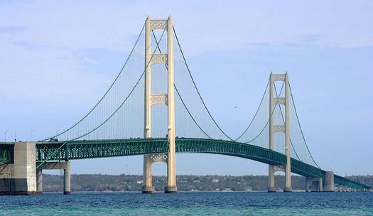 Enbridge Inc.'s Line 5, which runs through the Straits of Mackinac, has spilled more than 1 million gallons of fossil fuels into waters since 1968, according to researchers. (Wikimedia Commons)