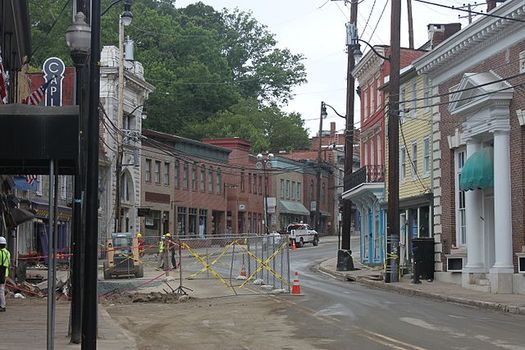 Rising severe weather patterns are causing more roadways in Maryland to flood, as in Ellicott City in 2016. (Wikimedia Commons)