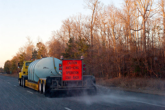 Ohio is among roughly a dozen states that allow brine waste from the energy industry to be used to melt ice on roadways. (NCDOTCommunications/Flickr)