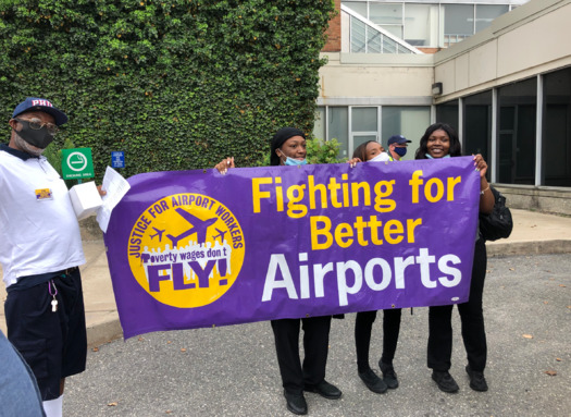 Philadelphia International Airport currently has a minimum wage of $12.40 an hour for its non-union workers, compared to Newark International's $16.20 an hour. (32BJ SEIU)