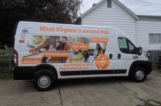 A mobile billboard is crisscrossing West Virginia to encourage Sen. Joe Manchin's support of President Joe Biden's 