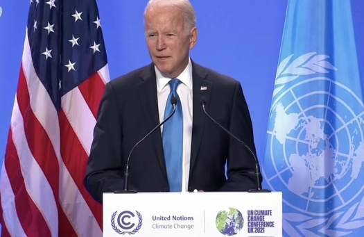 President Joe Biden was one of many world leaders who spoke about the urgent need to take bold action to curb climate change at COP26. (White House)