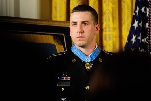 Former U.S. Army Staff Sgt. Ryan M. Pitts was awarded the Medal of Honor during a White House ceremony in 2014. (US Army)<br /><br /> 