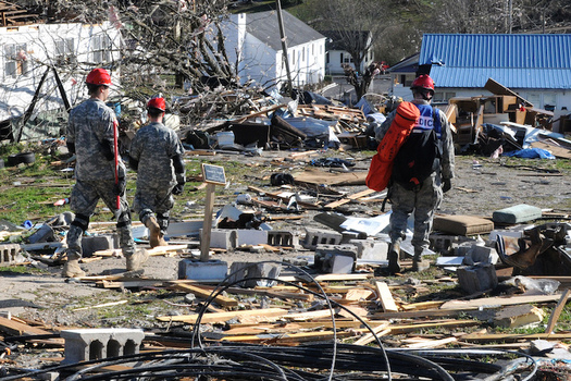 Kentucky National Guard members search for tornado survivors in West Liberty, Ky. (U.S. Army/Flickr)<br />