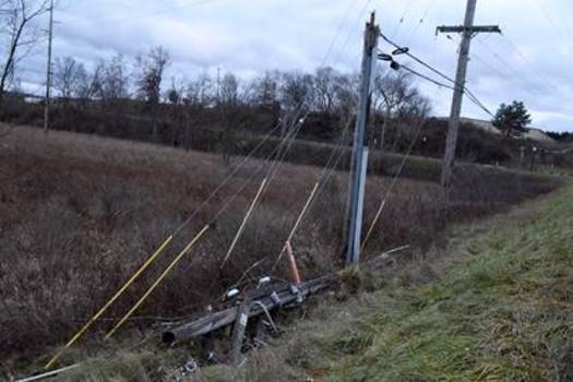 Winds of more than 55 miles per hour swept across Michigan and caused damage to power lines this weekend. (Consumers Energy)