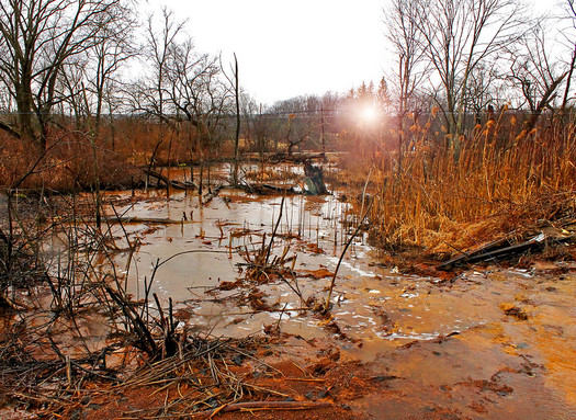 Acid mine drainage from surface mining in eastern Ohio is just one of the environmental hazards of abandoned mine sites. (Jack Pearce/Flickr)