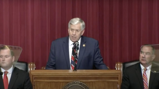 Gov. Mike Parson delivers the State of the State address before a joint session of the Missouri Legislature on Wednesday. (State of Missouri)
