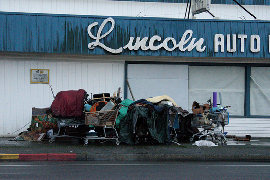 A woman named Amelia was living outside in Tacoma before she moved to a hotel that was turned into a homeless shelter. (Frank Hopper/YES! Media)