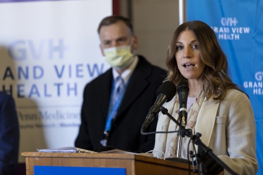 Pennsylvania's acting secretary of health Keara Klinepeter said the Department of Health has received three requests from healthcare systems for staff support so far. (Commonwealth Media Services)