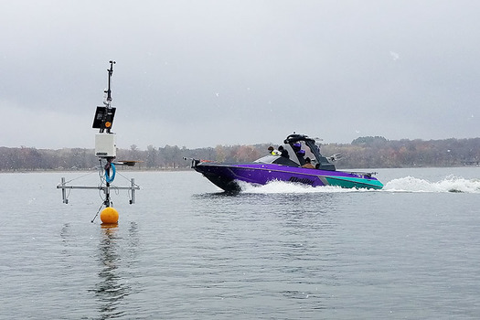 Last fall, researchers from the University of Minnesota St. Anthony Falls Laboratory carefully measured the height, energy and power of waves from wake-surfing boats. (Healthy Waters Initiative, University of Minnesota)