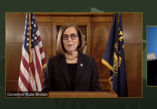 Oregon Gov. Kate Brown gave her 2022 State of the State address, opening up a legislative session scheduled to adjourn on March 7. (Gov. Kate Brown)