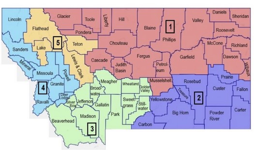 Montana's Public Service Commission districts for the 2022 election are based on a map submitted by the Secretary of State. (U.S. District Court)