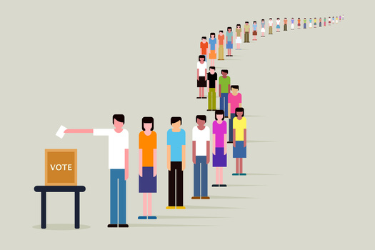 A study from UMass Amherst shows allowing voters to register on Election Day increases turnout for Black and brown voters and first-time voters. (Ajay/Adobe Stock)