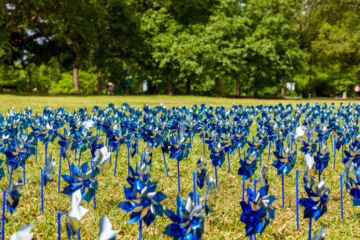 Blue pinwheels, the symbol for Child Abuse Prevention Month, represent carefree childhoods. (Fotoluminate LLC/Adobe Stock)