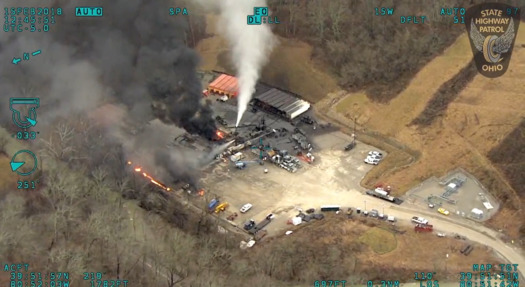 A 2019 blowout at an Ohio fracking well released an estimated 60,000 tons of methane gas. (Ohio State Highway Patrol)