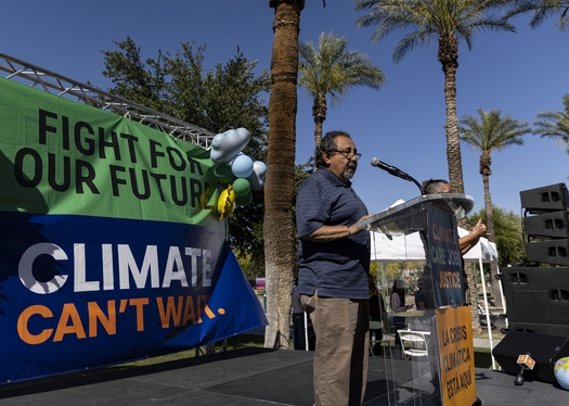 U.S. Rep. Raul Grijalva, D-Ariz., addresses an Earth Day rally at the Arizona State Capitol. (EDF/Adriana Zehbrauskas, Moms Clean Air Force)