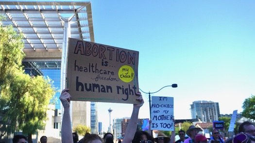 Supporters of the right to abortion care rallied in Las Vegas on Friday to protest the Supreme Court Decision. (Shelbie Swartz/Battle Born Progress)