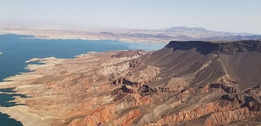 Lake Mead has been downgraded to a Level 2a water shortage, leading to cuts in water deliveries in 2023. (SpaceEconomist192/Wikimedia Commons)