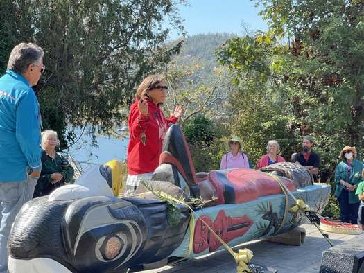 The Lummi Nation totem pole traveled through the islands of Puget Sound before making its way to the East Coast. (Freddie Lane)