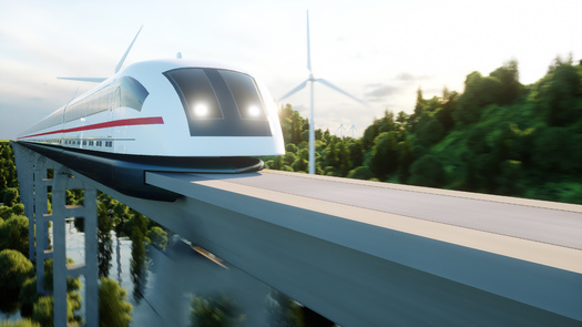 Amtrak's Acela, at its fastest, travels at 150 miles per hour, but Northeast Maglev's proposed system could safely travel at double that speed. (Adobe Stock)