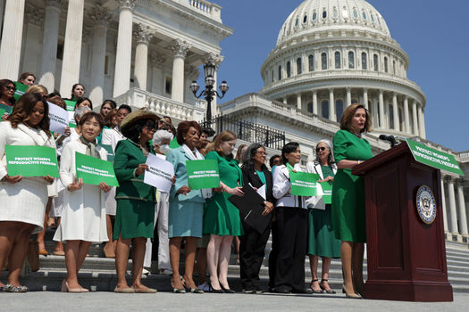 U.S. House Speaker Nancy Pelosi speaks on July 15, 2022, ahead of the House passage of the Women's Health Protection Act. If the bill could overcome the Senate filibuster, it would protect abortion rights nationwide. (Alex Wong / Getty Images)