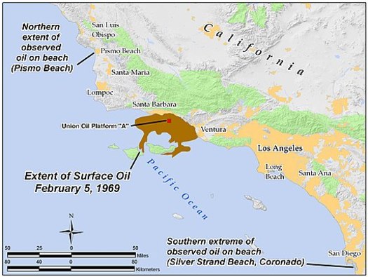 A huge oil spill in Santa Barbara in 1969 fueled the environmental movement that campaigned for the passage of the Clean Water Act three years later. (Antandrus/Wikimedia Commons)