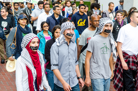 Students at UC Berkeley protest the occupation of Gaza by Israeli forces. (LSJP)