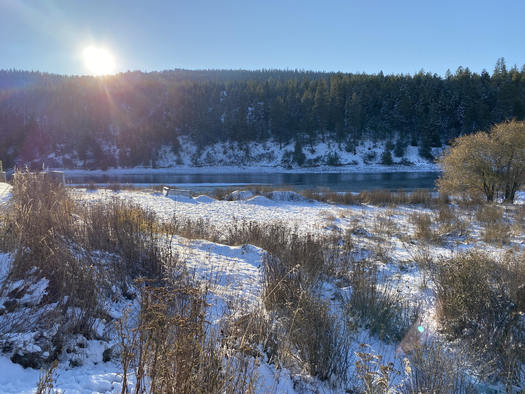 A photo from the top of the berm near the Smurfit-Stone site shows how close the Clark Fork River is. (Lisa Ronald/American Rivers)