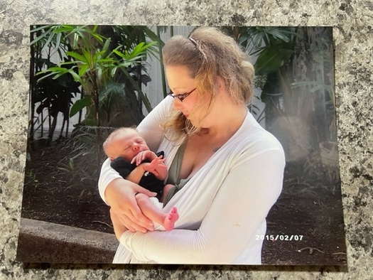 Tamara Loertscher holds her son, Harmonious Ellner, weeks after his birth in 2015. Loertscher was detained and incarcerated in Taylor County, Wis., during her pregnancy after health officials alleged she was using drugs while pregnant, an allegation she denies. (Photo courtesy of Loertscher.)