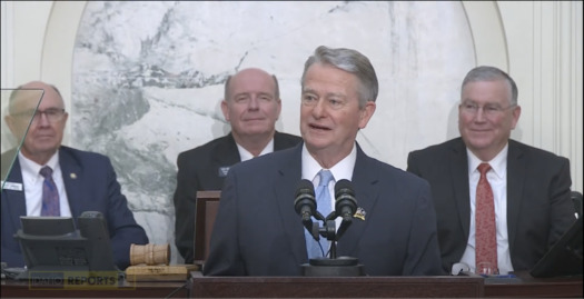 Gov. Brad Little made his first State of the State address since being re-elected in November. (Idaho Public Television)