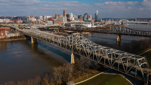 I-75, which runs through Cincinnati and is a key freight corridor stretching from Canada to Florida, is the scene of massive traffic bottlenecks on the Brent Spence Bridge that connects Northern Kentucky and Ohio. (Adobe Stock)