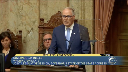 Gov. Jay Inslee's last live State of the State address to lawmakers was in 2020. (TVW)
