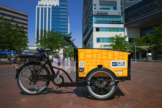 DTPlays, an electric cargo bike that carried outdoor games, a shade tent and water around downtown Boise in 2022, received a Community Challenge grant. (AARP Idaho)