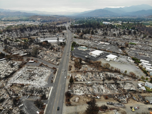 Much of the town of Phoenix, Oregon. was destroyed in the 2020 wildfire season. (Oregon Department of Transportation/Wikimedia Commons)