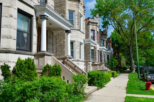 A new study shows that, by upgrading appliances and adding insulation, the energy costs for homes like these in Chicago's Logan Run neighborhood decrease by more than $1,000 a year. (Adobe Stock) 