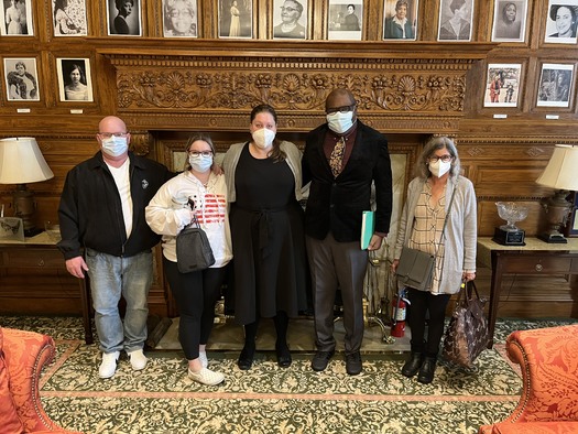 Members of the group, Marked By Covid lobby for passage of HD.3821, to formally recognize Covid Remembrance Day. Bereaved community members will gather for a Covid Remembrance Day Interfaith event on Saturday, March 11 at 3:00 pm ET at the Bombyx Center for Arts & Equity in Florence. (Ritz Sullivan)
