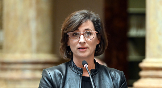 Sen. Lindsey Tichenor, R-Smithfield, speaks on House Bill 153, a measure to prohibit state and local law enforcement and other public officials from enforcing federal firearms bans or regulations enacted after Jan. 1, 2021. (Legislative Research Commission)