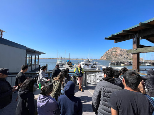 Student leaders learn about the estuary near Morro Rock, which is part of the proposed Chumash Heritage National Marine Sanctuary. (Kai Monge)