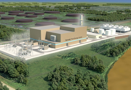 Utilities behind the proposed Nemadji Trail Energy Center in Wisconsin hope to be in operation by 2027. (Rendering courtesy of Minnesota Power)