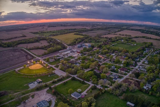 An aerial view of Roca, Neb. Some 37% percent of Nebraska's rural hospitals have lost some services, according to the Center for Healthcare Quality and Payment Reform. (Jacob/Adobe Stock)