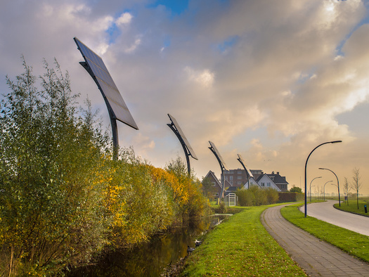 Community solar projects can make solar energy accessible to residents who may not be able to install solar panels on their own home, according to the National Association of Home Builders. (Adobe Stock)