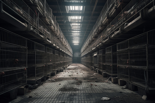 Large feeding operations keep many animals confined to a small, densely populated space. Unlike free-range farms where cows graze through a pasture, or chickens forage for food in fields, Confined Animal Feeding Operations bring feed to their animals, which remain stationary. (Adobe Stock)