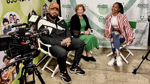 DJ Mike Gdnes and co-hose Dr. Lisa Pion-Berlin interview singer/songwriter Amina Buddafly for the podcast 