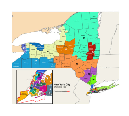 A 2021 amendment proposed to New York voters to revise the redistricting process in New York State. More than half of voters voted against the measure. (Wikimedia Commons)